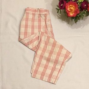 Burberry Pink Plaid Wide Leg Golf Pant